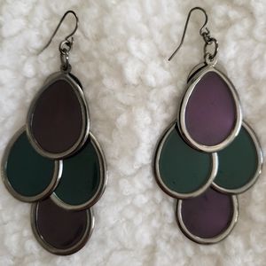 Vintage earrings, green and purple